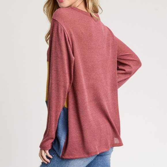 Color Block Long Sleeve Knit Top - Picture 5 of 8